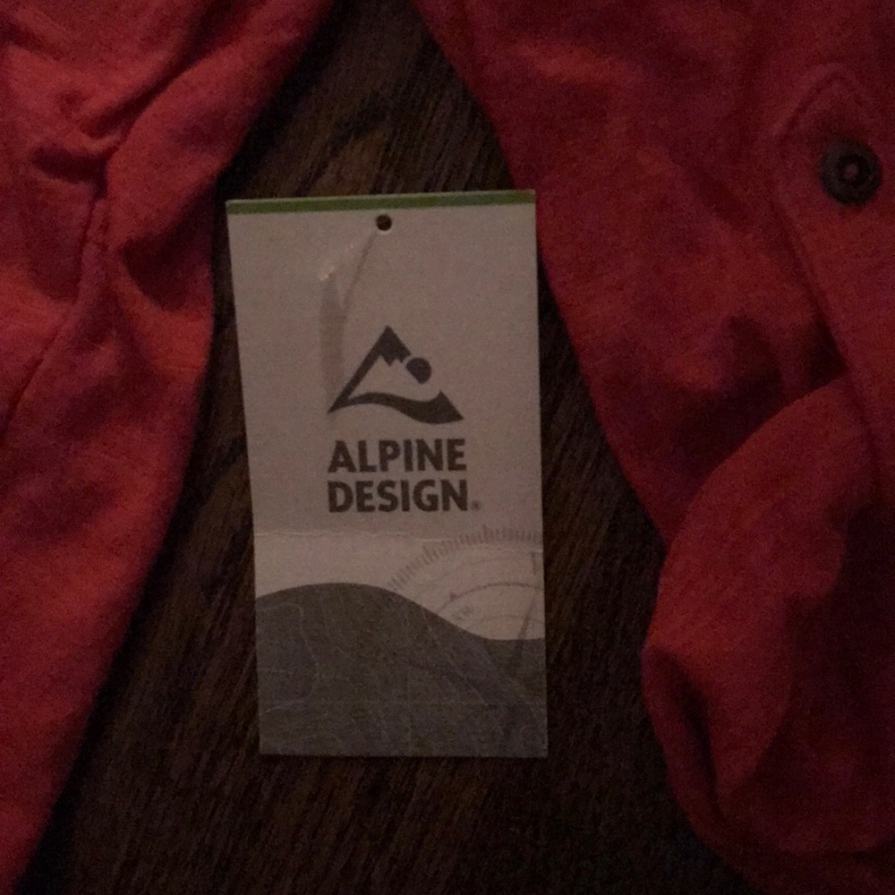 Alpine Design Long Sleve Red Shirt Half Button Up - Picture 3 of 3